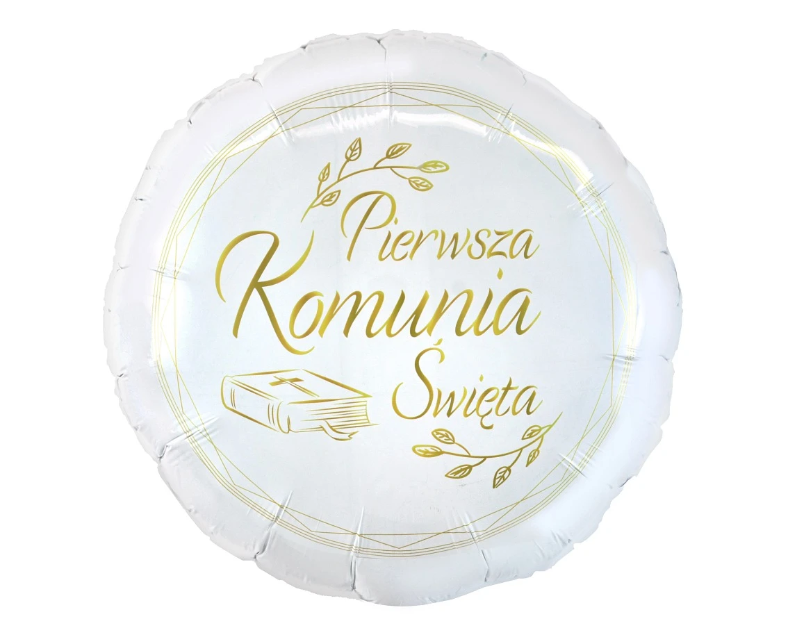 Foil balloon "Pierwsza Komunia Święta" (Bible), Round 18" EOL
