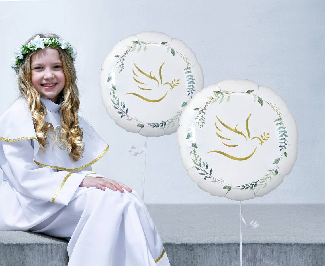 Foil balloon 18",RND, Dove with Leafs