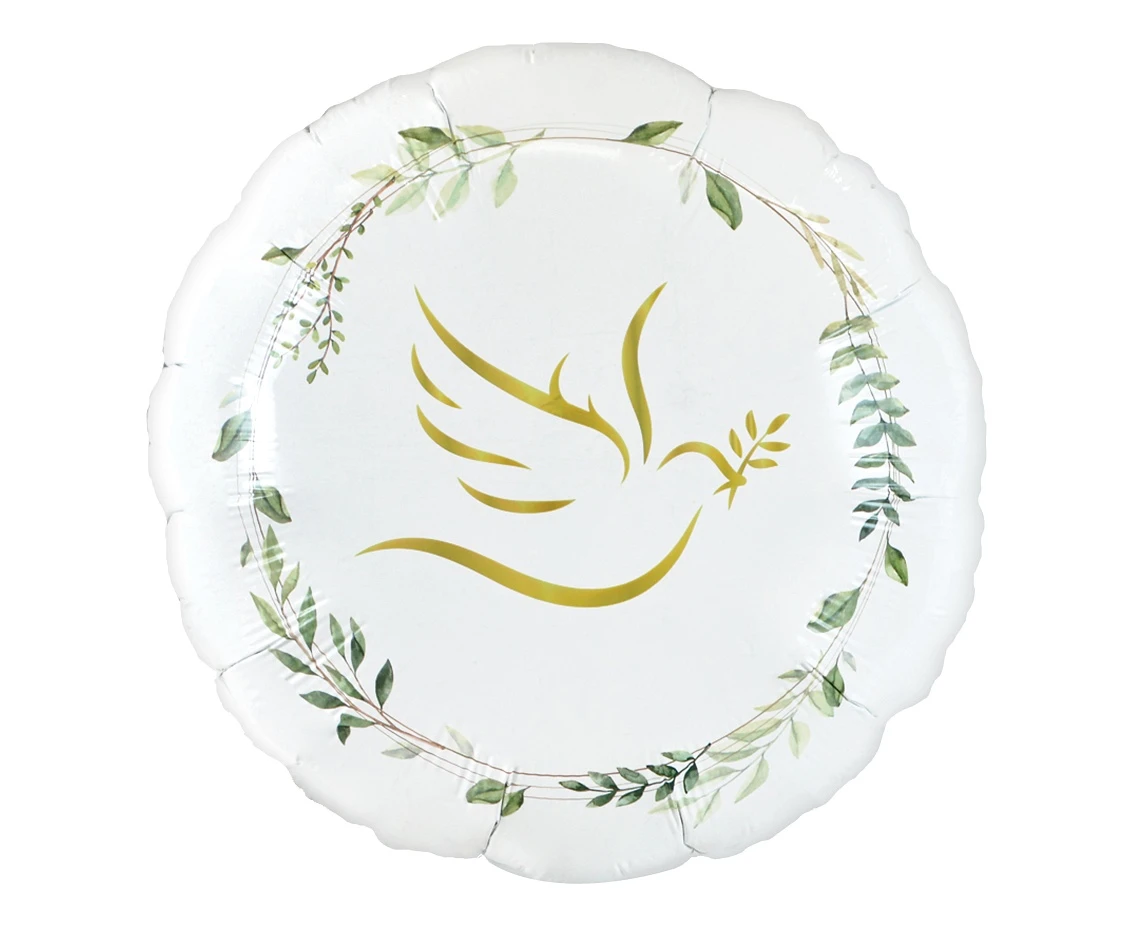 Foil balloon 18",RND, Dove with Leafs