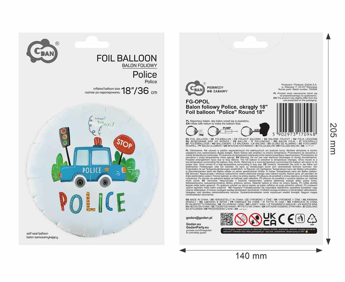 Foil balloon "Police" Round 18" EOL