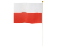 Polish Flag 14x21 cm, with stick 30 cm, 10 pcs.