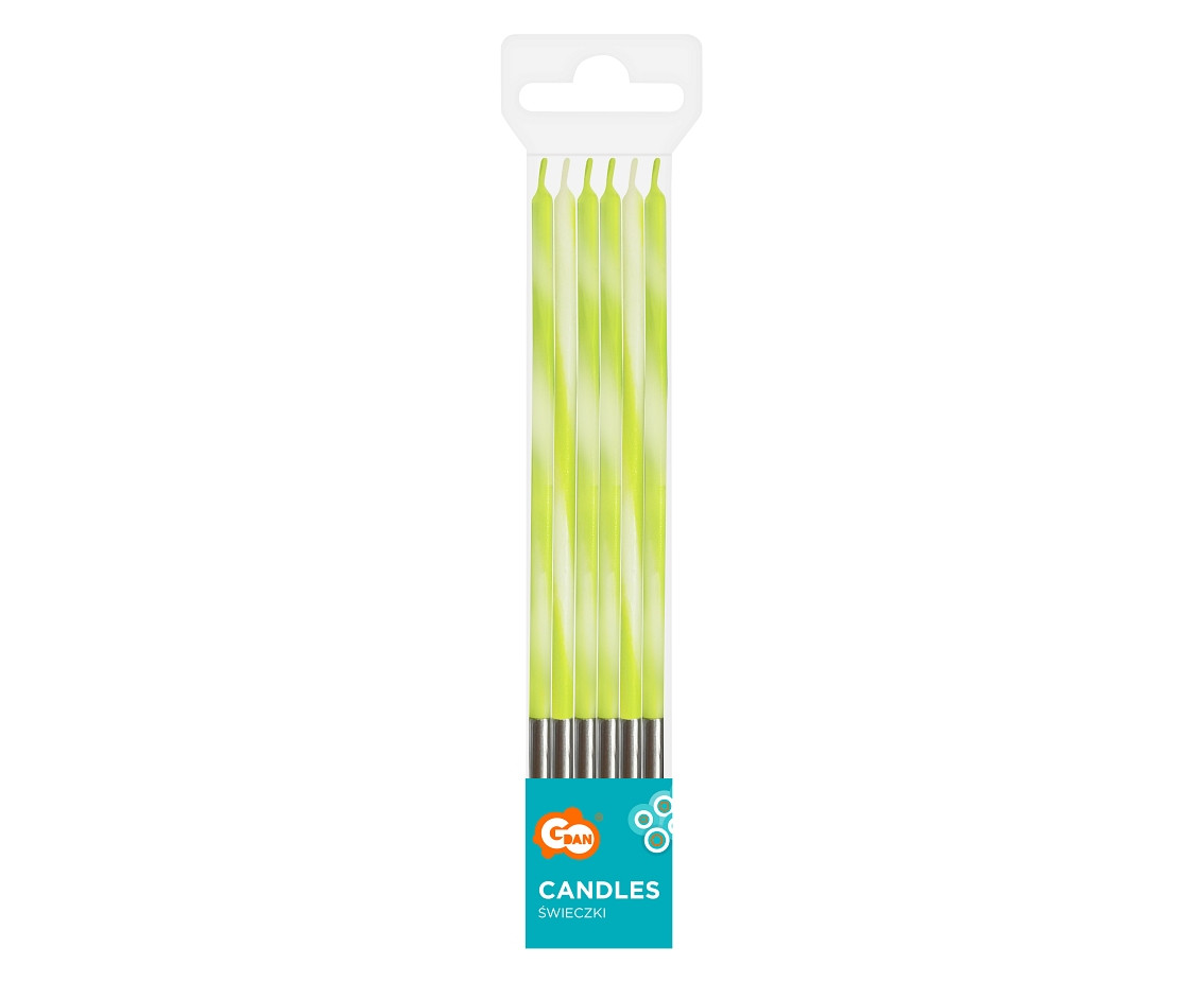 Birthday candles Candy, lime green, size 4.5x4.5x150mm, 6 pcs. EOL