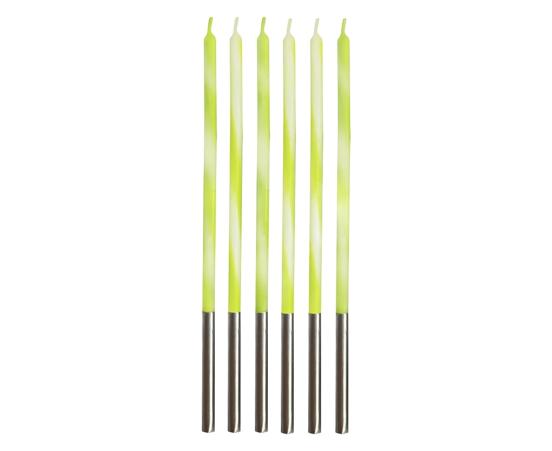 Birthday candles Candy, lime green, size 4.5x4.5x150mm, 6 pcs. EOL
