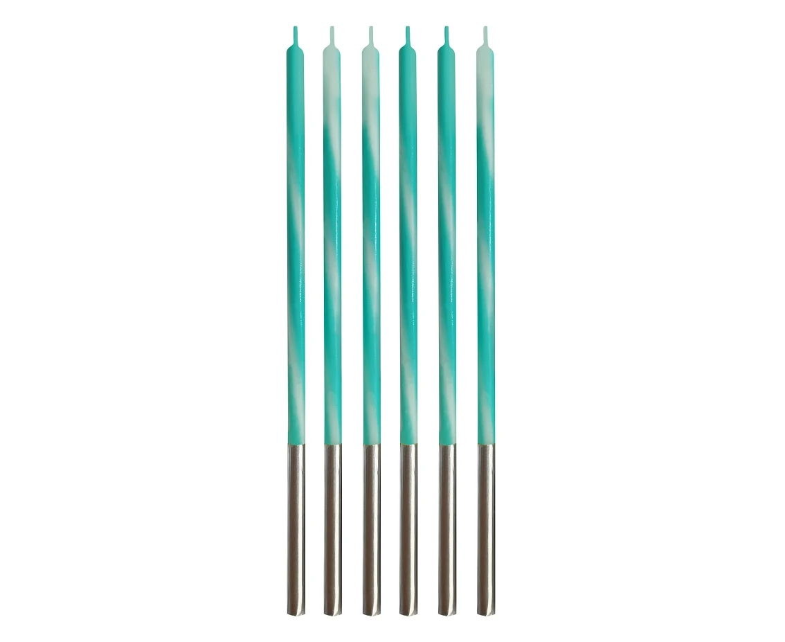 Birthday candles Candy, turquoise, size 4.5x4.5x150mm, 6 pcs. EOL