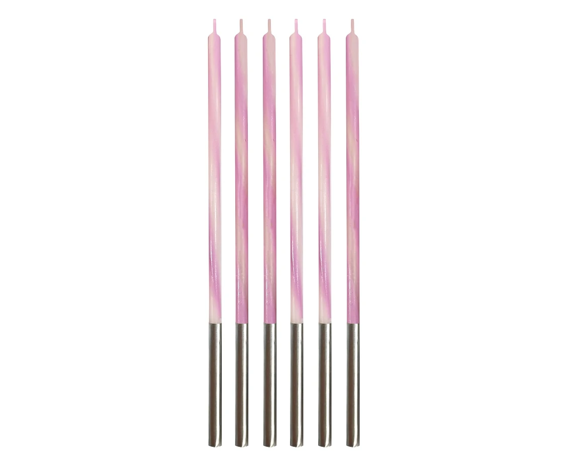 Birthday candles Candy, pink, size 4.5x4.5x150mm, 6 pcs. EOL