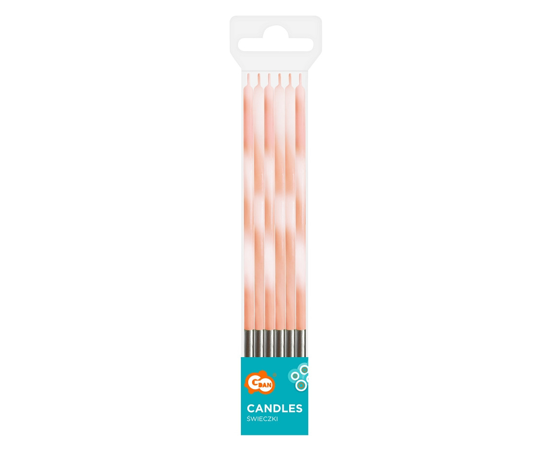 Birthday candles Candy, apricot, size 4.5x4.5x150mm, 6 pcs. EOL