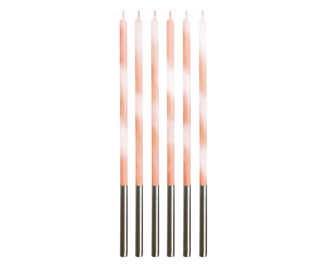 Birthday candles Candy, apricot, size 4.5x4.5x150mm, 6 pcs. EOL