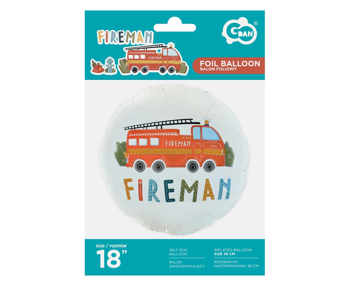 Foil balloon "Fireman" Round 18" EOL