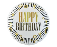 Foil balloon "Happy Birthday" (B&G Party) stripes, round 18" EOL