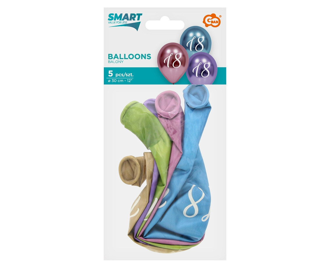 "18" balloons, platinum, 12"/ 5 pcs