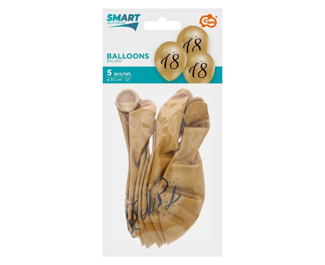 "18" balloons, gold, 12"/ 5 pcs