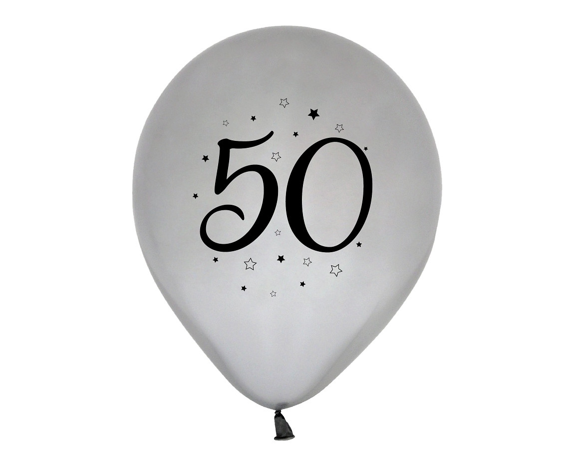 "50" balloons, silver, 12"/ 5 pcs EOL