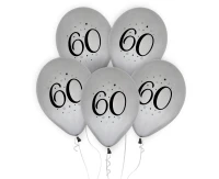 "60" balloons, silver, 12"/ 5 pcs EOL