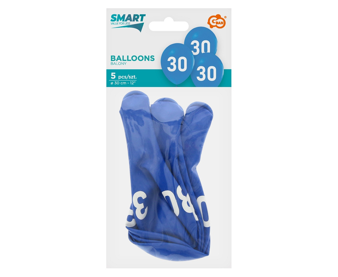 "30" balloons, blue, 12"/ 5 pcs EOL
