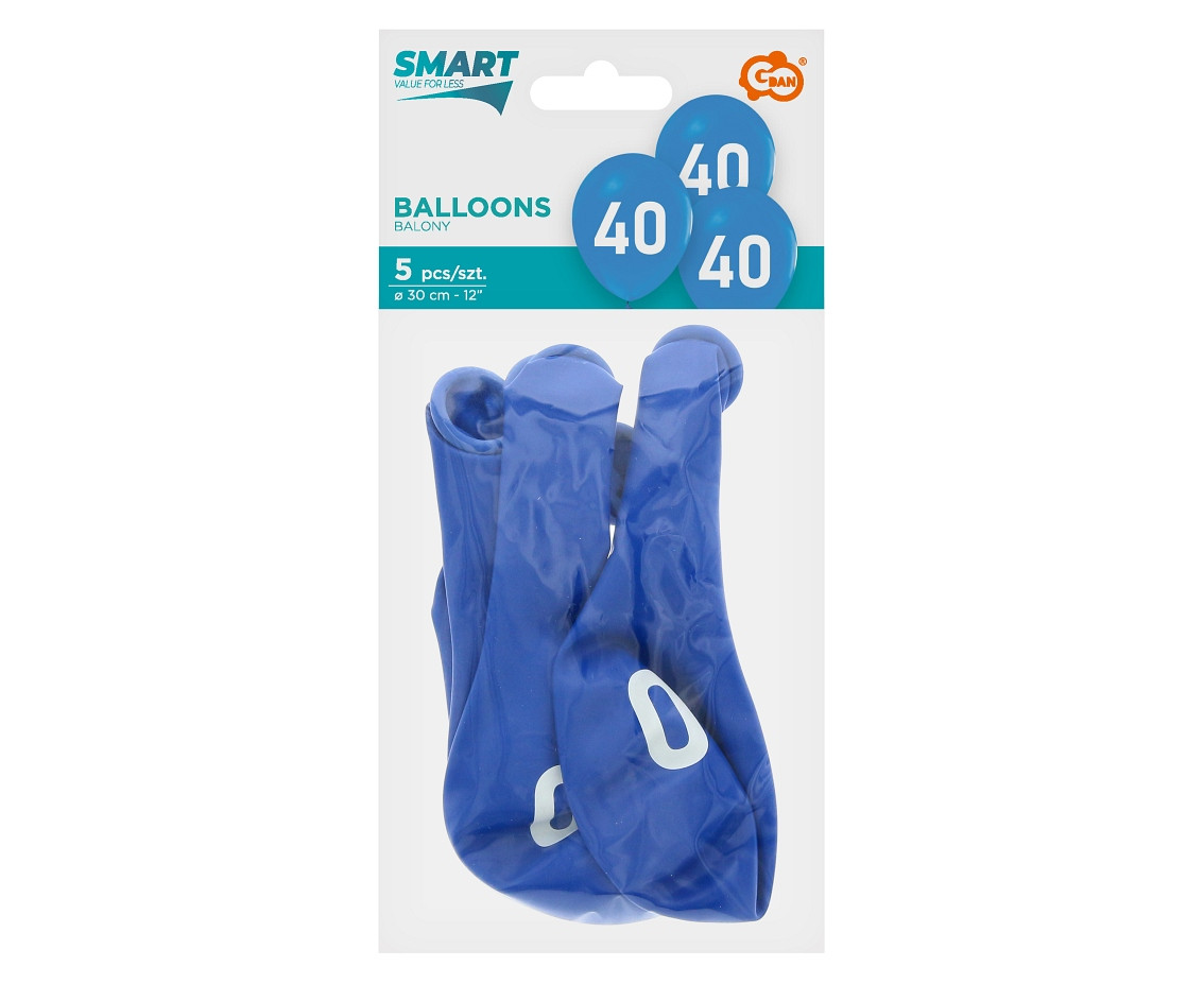 "40" balloons, blue, 12"/ 5 pcs EOL