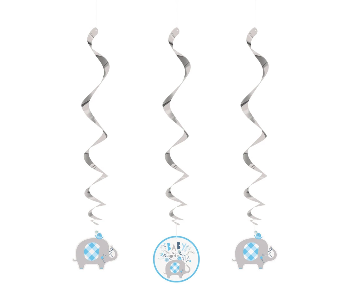 Hanging decoration Floral Elephant, blue, 66 cm, 3 pcs EOL