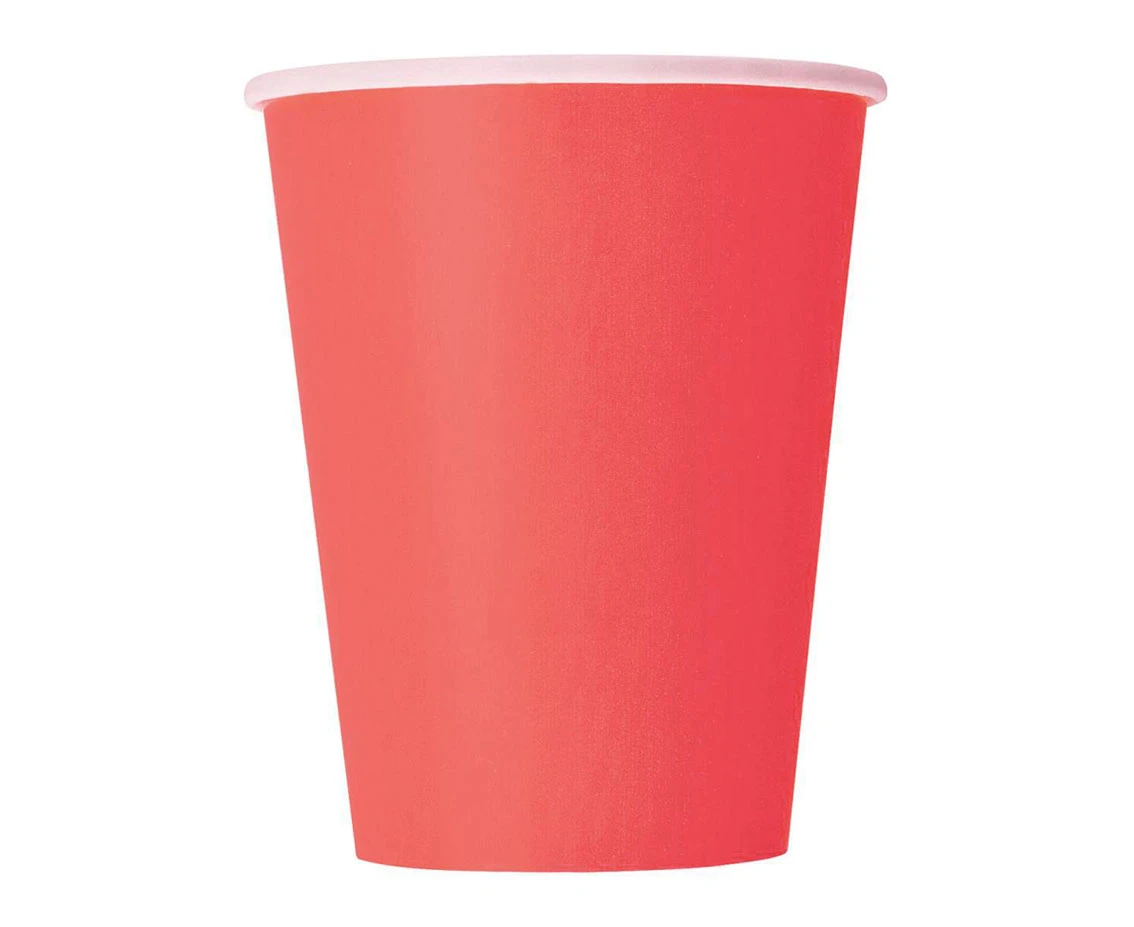 Paper cups Red, 270 ml, 8 pcs (sup label)