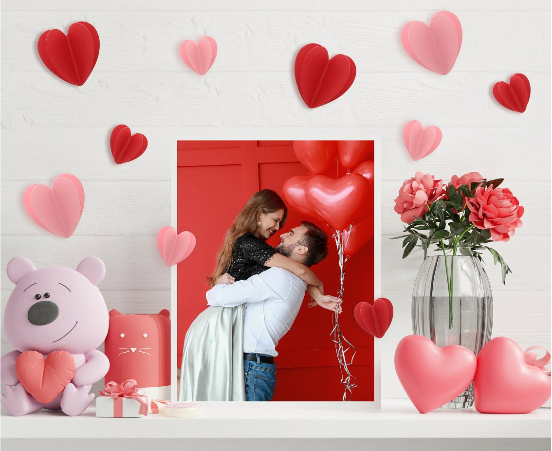 3D self-adhesive stickers Love is in the air - Hearts, mix, 12 pcs