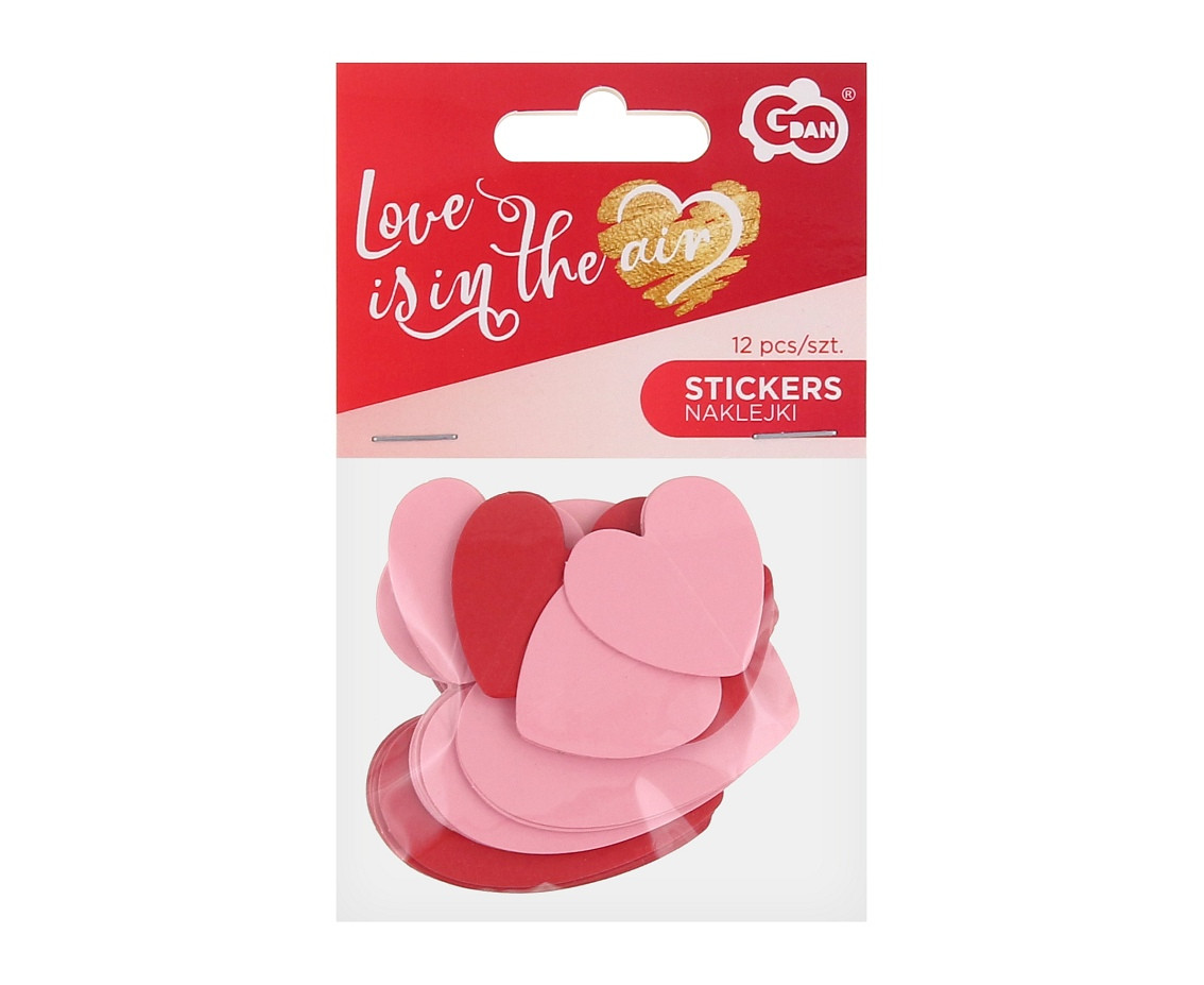 3D self-adhesive stickers Love is in the air - Hearts, mix, 12 pcs
