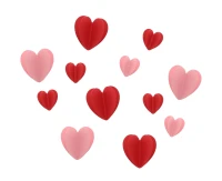 3D self-adhesive stickers Love is in the air - Hearts, mix, 12 pcs