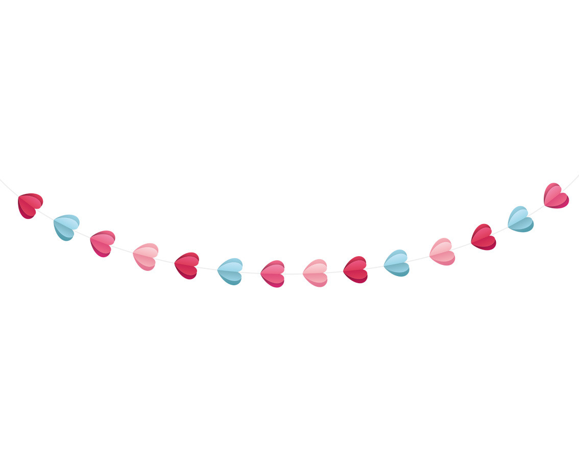 Paper garland Love is in the air - 3D hearts, 200 cm EOL