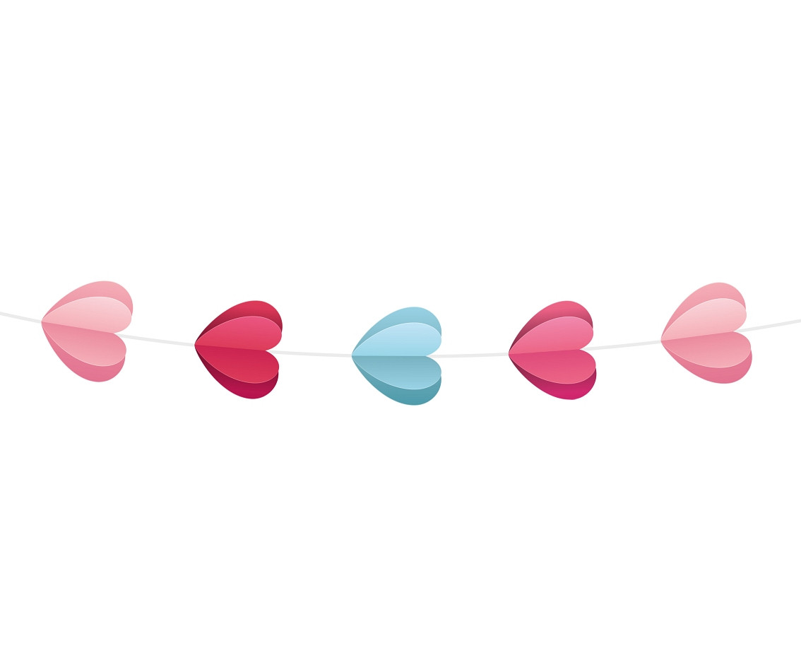 Paper garland Love is in the air - 3D hearts, 200 cm EOL