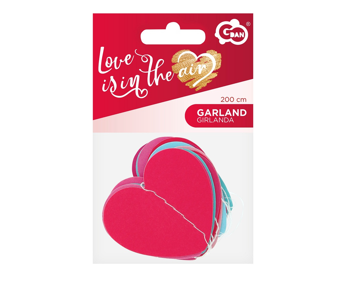 Paper garland Love is in the air - 3D hearts, 200 cm EOL