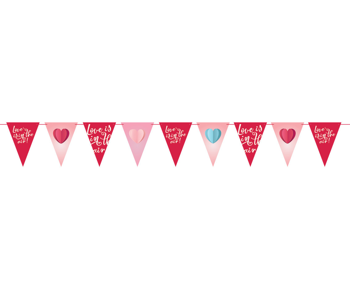 Paper flags garland Love is in the air, 21x28 cm, 270 cm