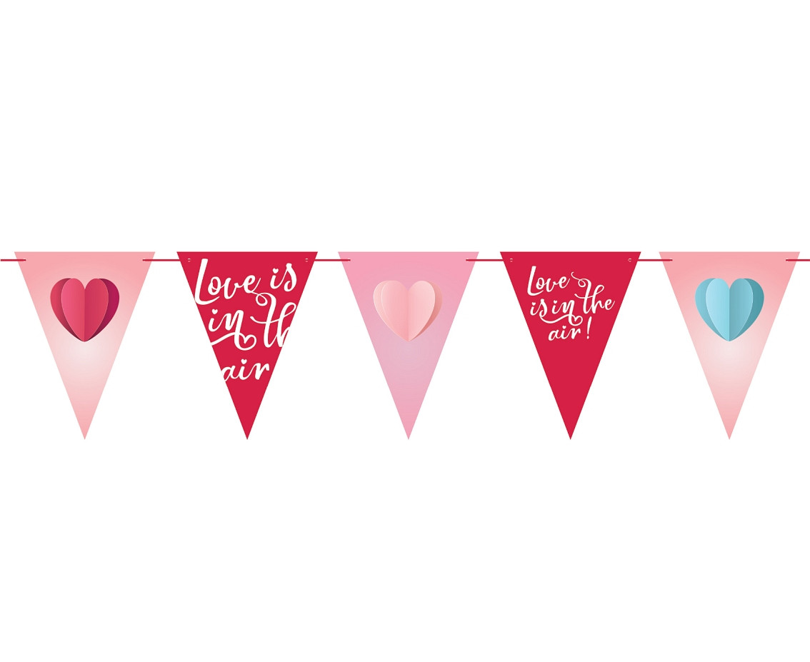 Paper flags garland Love is in the air, 21x28 cm, 270 cm