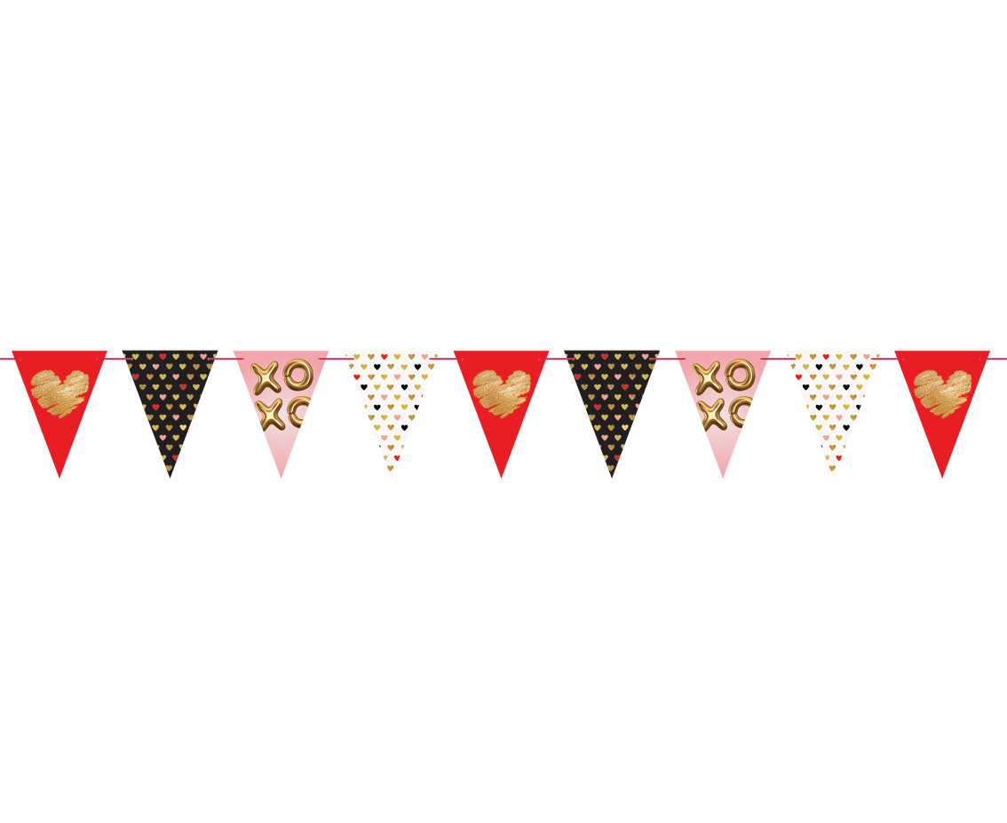 Paper flags garland XoXo, 21x28 cm, 270 cm