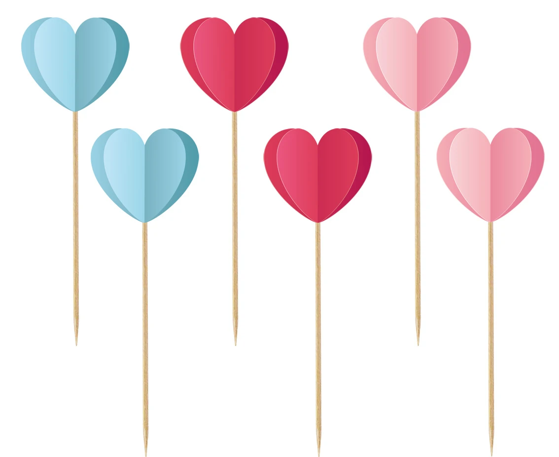 Picks Love is in the air - 3D hearts, 6 pcs
