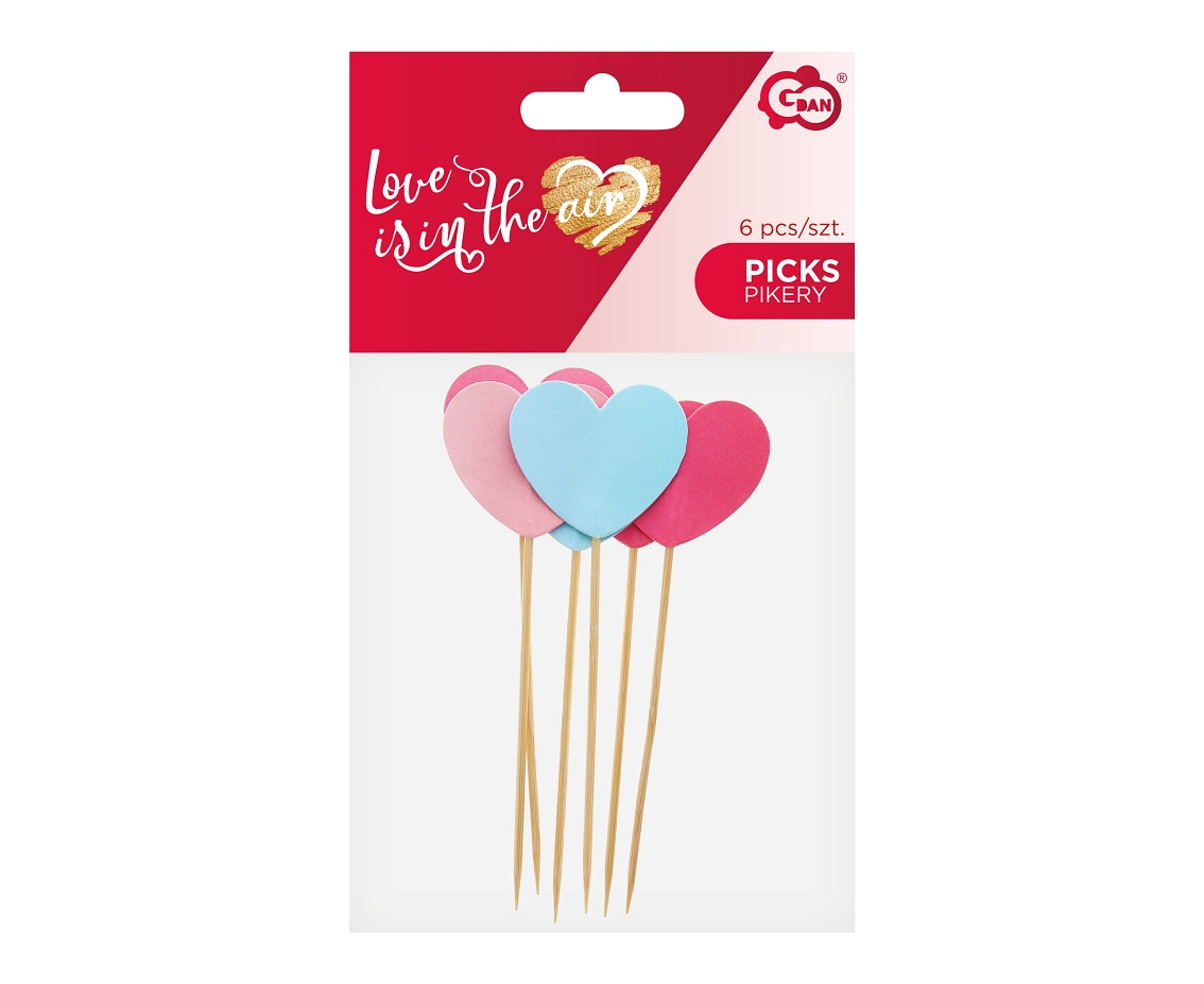 Picks Love is in the air - 3D hearts, 6 pcs