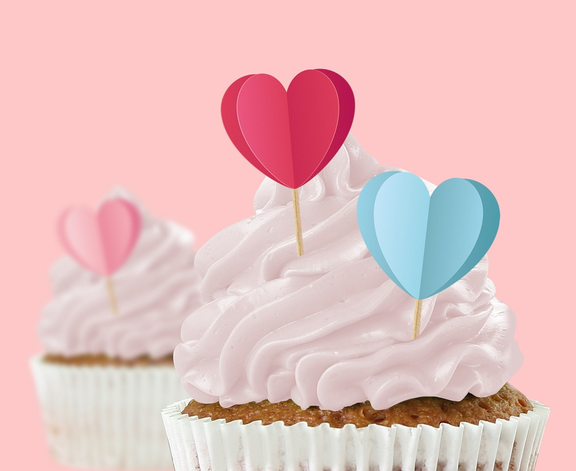 Picks Love is in the air - 3D hearts, 6 pcs
