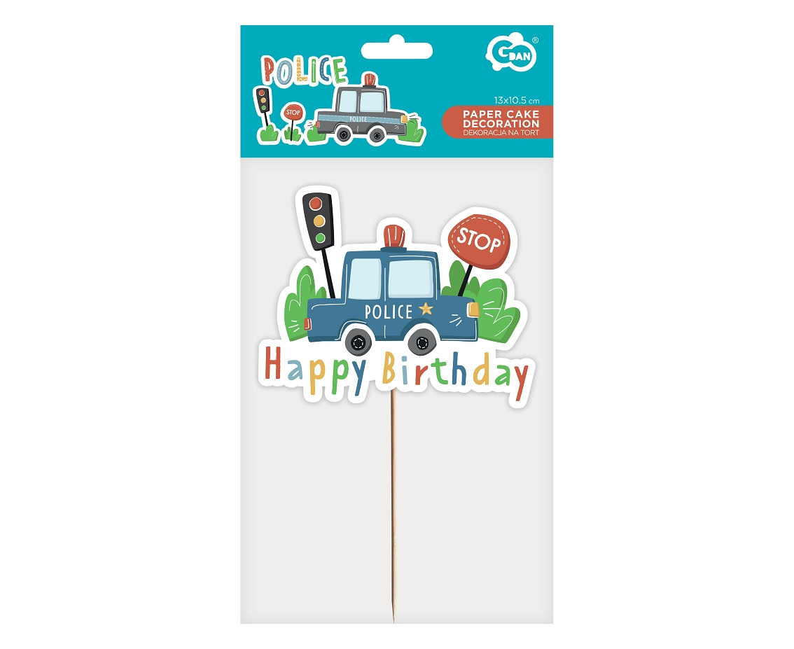 Paper cake decoration Police, 13x10,5 cm