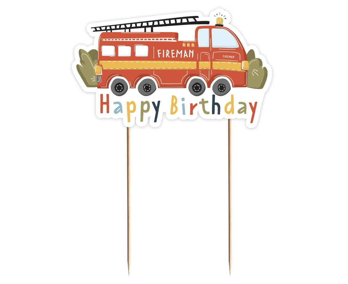 Paper cake decoration Fireman, 13 x 7,7 cm