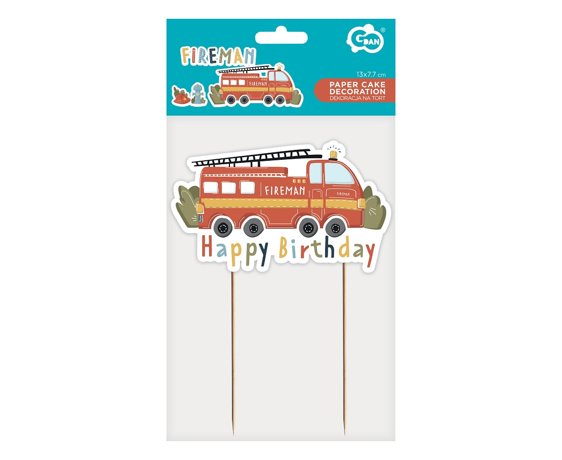 Paper cake decoration Fireman, 13 x 7,7 cm