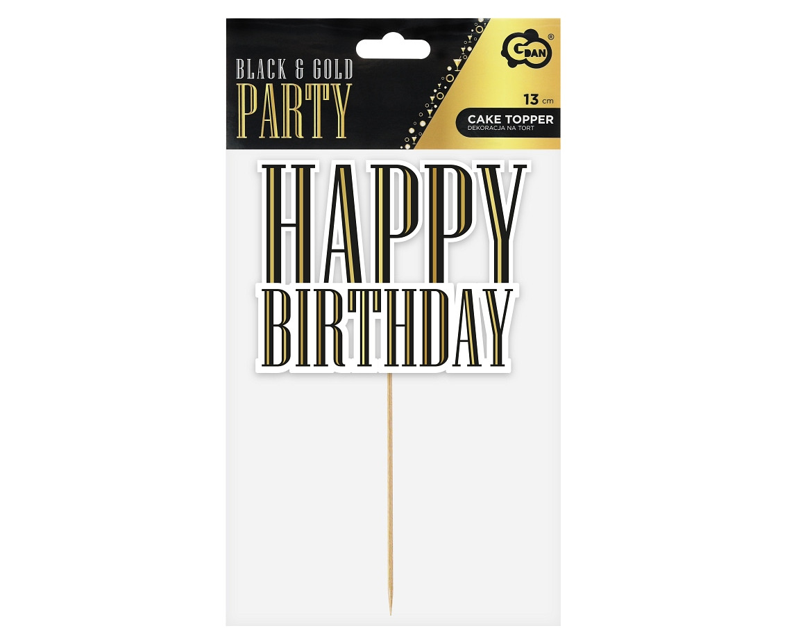 Cake topper B&G Party - Happy Birthday, 13 cm