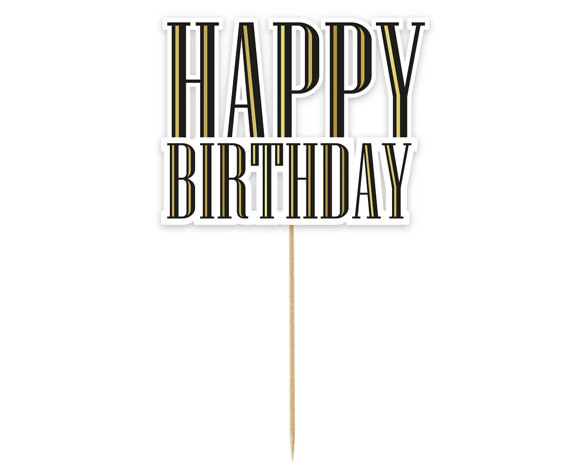 Cake topper B&G Party - Happy Birthday, 13 cm