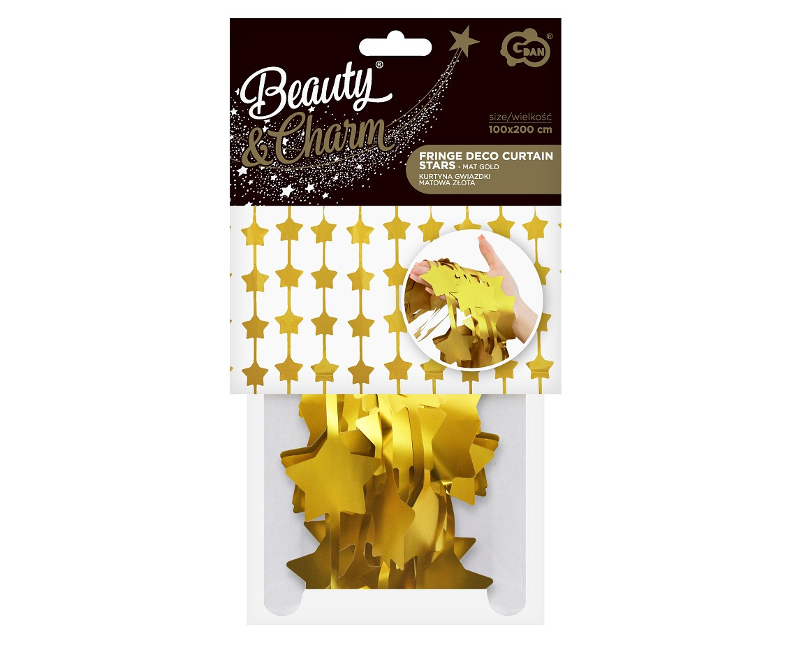 Fringe Deco Curtain B&C Stars, mat gold, 100x200 cm EOL