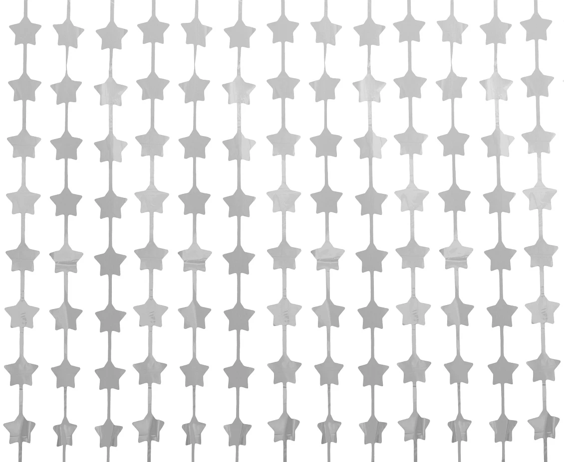 Fringe Deco Curtain B&C Stars, mat silver, 100x200 cm