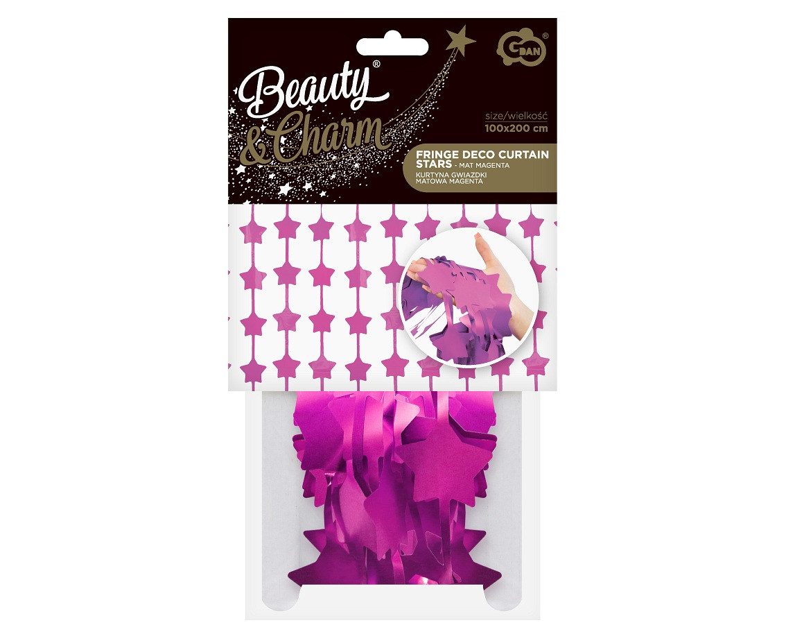 Fringe Deco Curtain B&C Stars, mat magenta, 100x200 cm EOL
