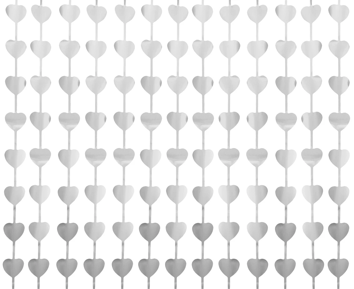Fringe Deco Curtain B&C Hearts, mat silver, 100x200 cm EOL