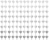 Fringe Deco Curtain B&C Hearts, mat silver, 100x200 cm EOL