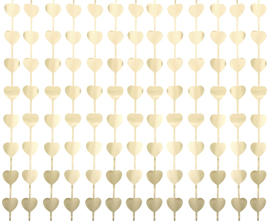 Fringe Deco Curtain B&C Hearts, mat light gold, 100x200 cm