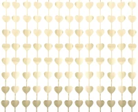 Fringe Deco Curtain B&C Hearts, mat light gold, 100x200 cm
