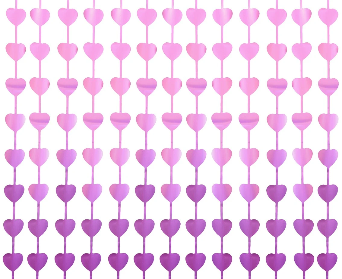 Fringe Deco Curtain B&C Hearts, mat purple, 100x200 cm EOL