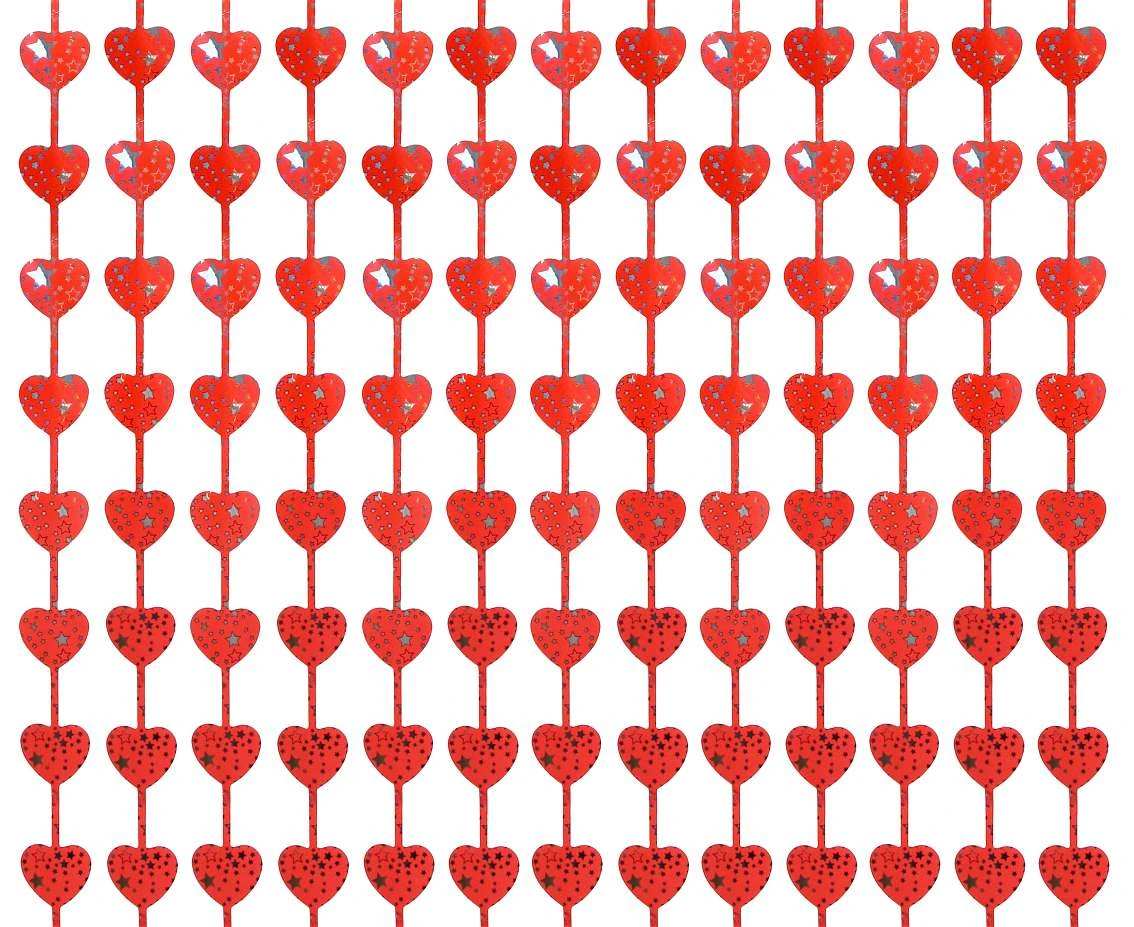 Fringe Deco Curtain B&C Hearts with overprint, red, 100x200 cm EOL