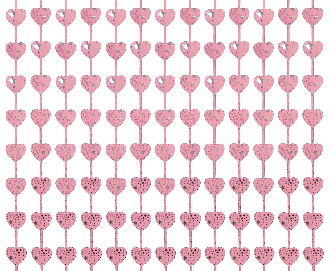 Fringe Deco Curtain B&C Hearts with overprint, lilac, 100x200 cm