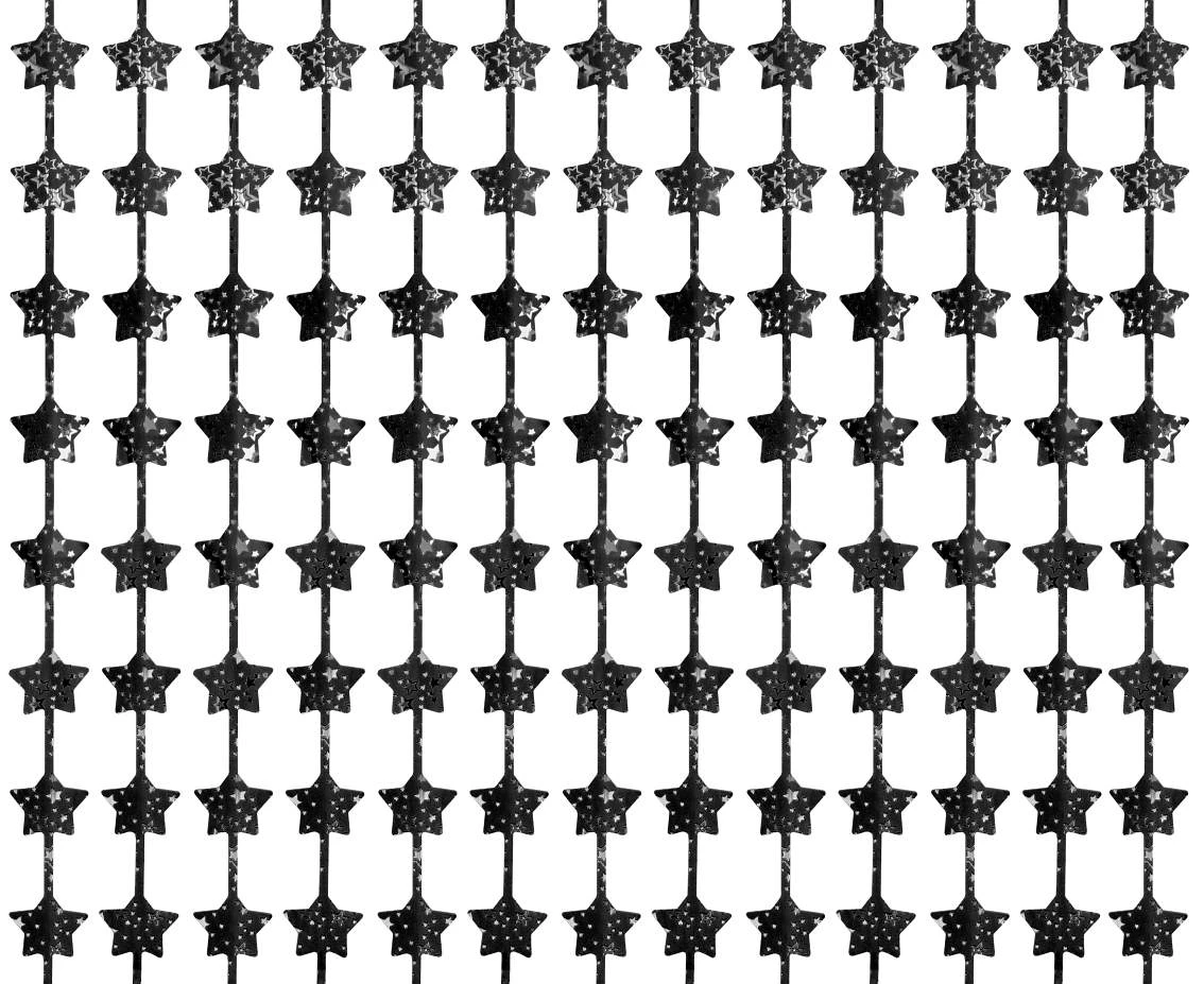 Fringe Deco Curtain B&C Stars with overprint, black, 100x200 cm EOL