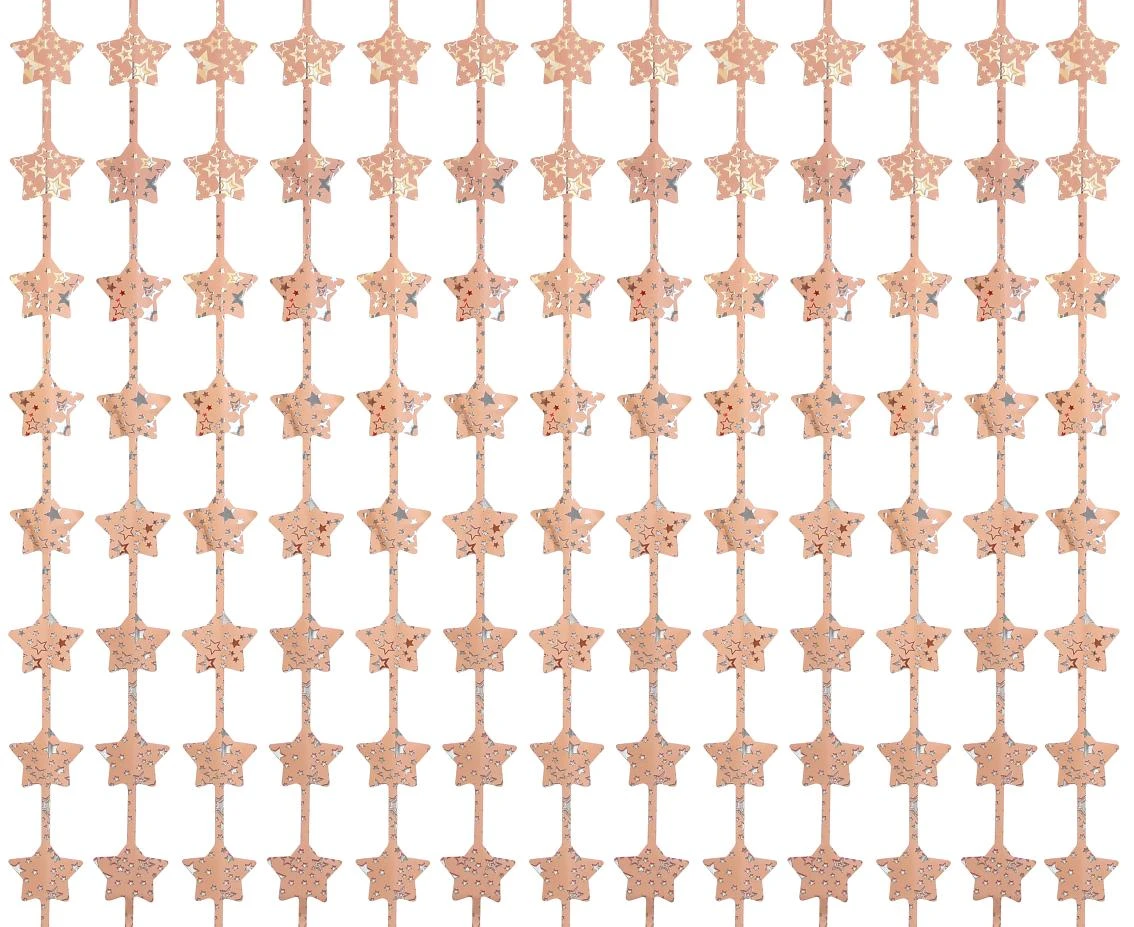 Fringe Deco Curtain B&C Stars with overprint, light pink powder, 100x200 cm EOL